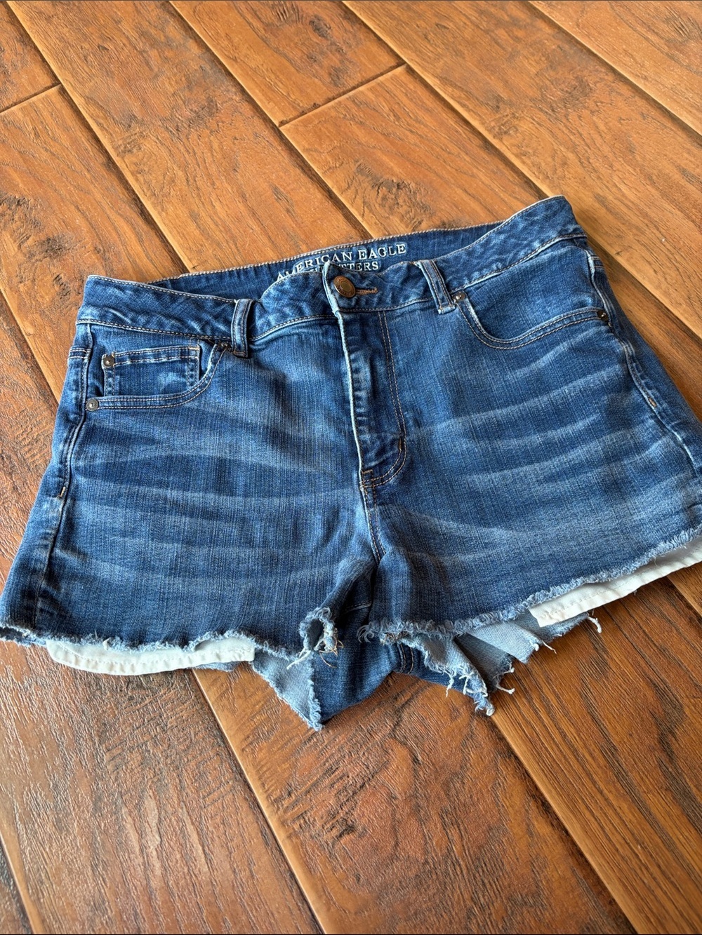 American Eagle Outfitters Blue Distressed Denim Cutoff Shorts -Size 14